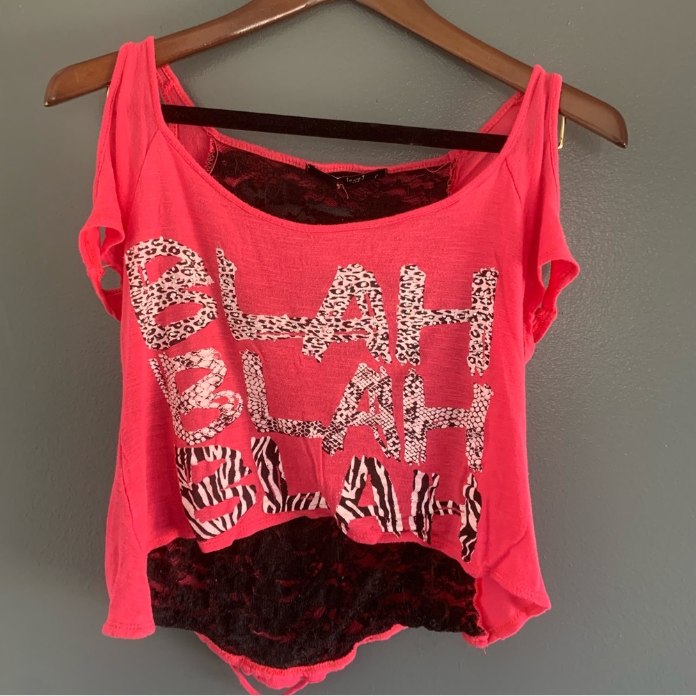 Y2K vintage Pink Graphic Cutout Top